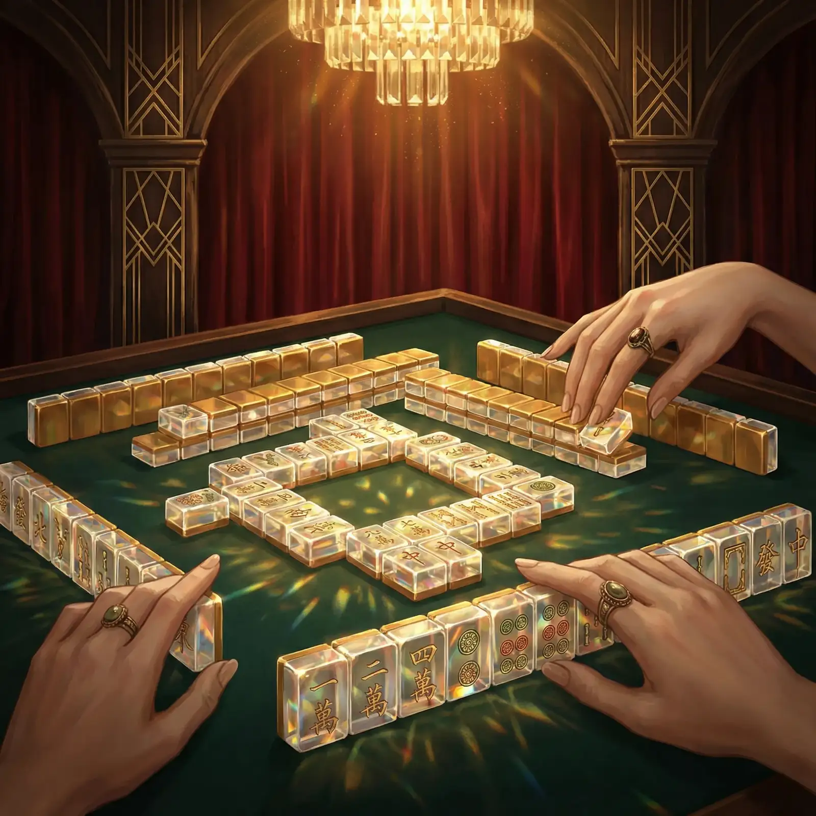 开元棋牌水晶麻将精雕牌面